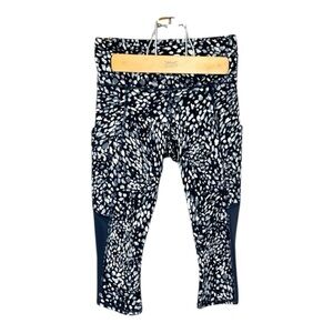 Athleta Spotty Up For Anything Cropped Navy Blue Athletic Leggings Size XS
